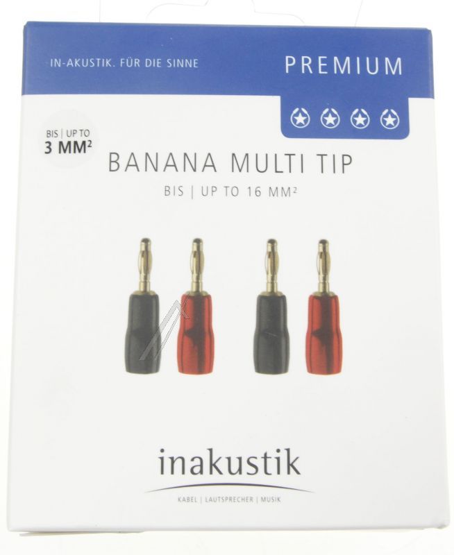 PREMIUM 00814831 PREMIUM 4MM BANANENSTECKER MULTI-TIP FÜR KABELQUERSCHNITTE BIS 2,5MM², 4ER-SET