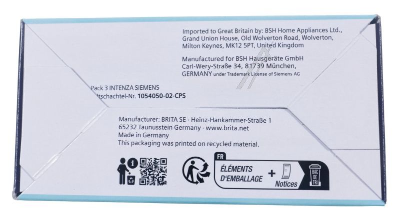 17008382 WASSERFILTER WASSERFILTER BRITA INTENZA FÜR KAFFEEVOLLAUTOMATEN SIEMENS VERPACKUNG INHALT: 3 STÜCK