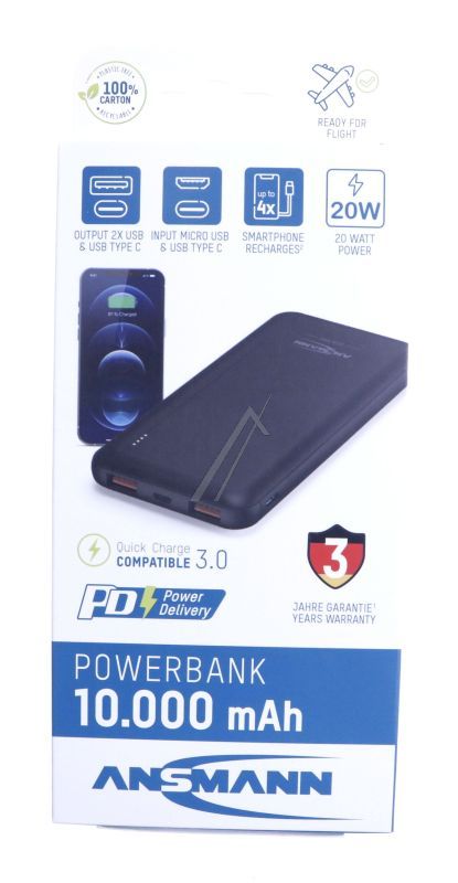 PB320PD 1700-0148 USB-C PD POWERBANK 10000MAH, 20W