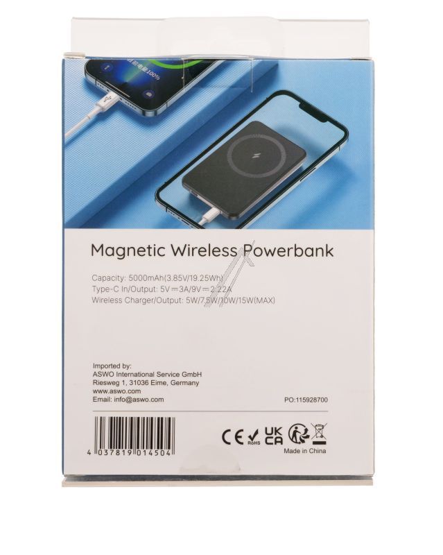 PW08S POWERBANK USB-C PD QI MAGSAFE 5000MAH