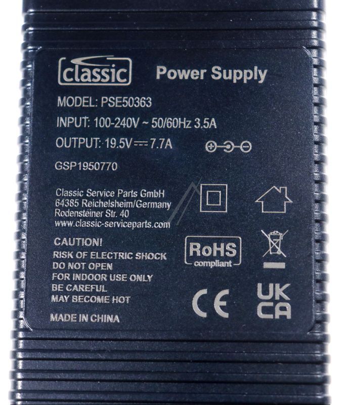 19,5V-7,7A-150W PSE50363 EU NETZTEIL/LADEGERÄT MIT NETZKABEL