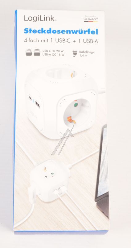 LPS283U 4-FACH STECKDOSENWÜRFEL MIT 1X USB-A + 1X USB-C PD