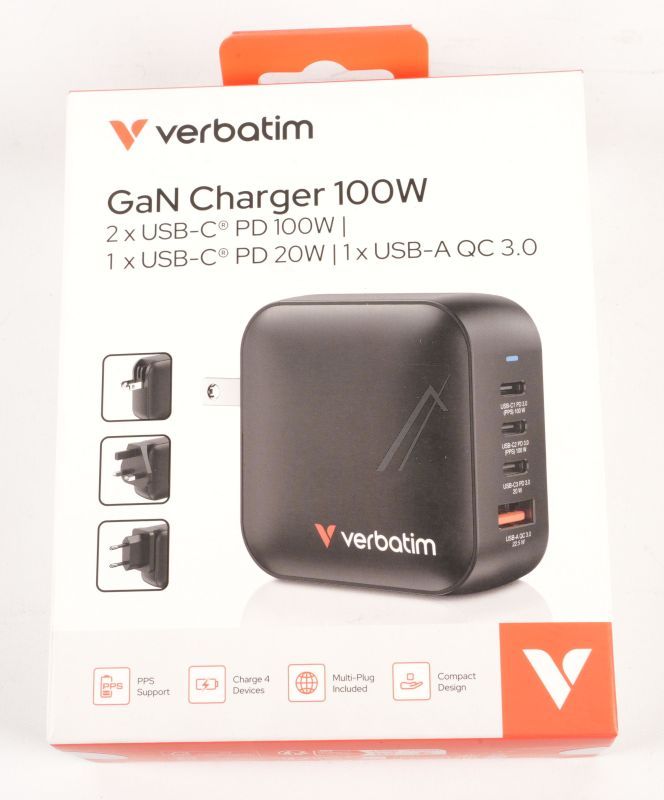 32231 GAN LADEGERÄT 100W 3X USB-C, 1X USB-A, PD, QC, PPS, MINI