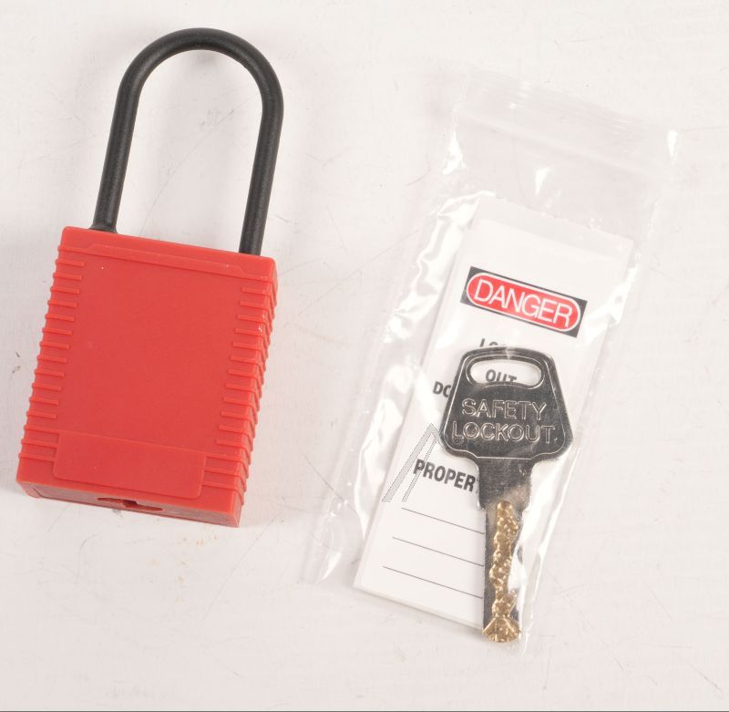 217-691 -VORHÄNGESCHLOSS BÜGEL Ø4MM MIT SCHLÜSSEL Z.B. UM WIEDEREINSCHALTEN VON LEISTUNGSSCHALTER/SICHERUNGEN ZU VERHINDERN