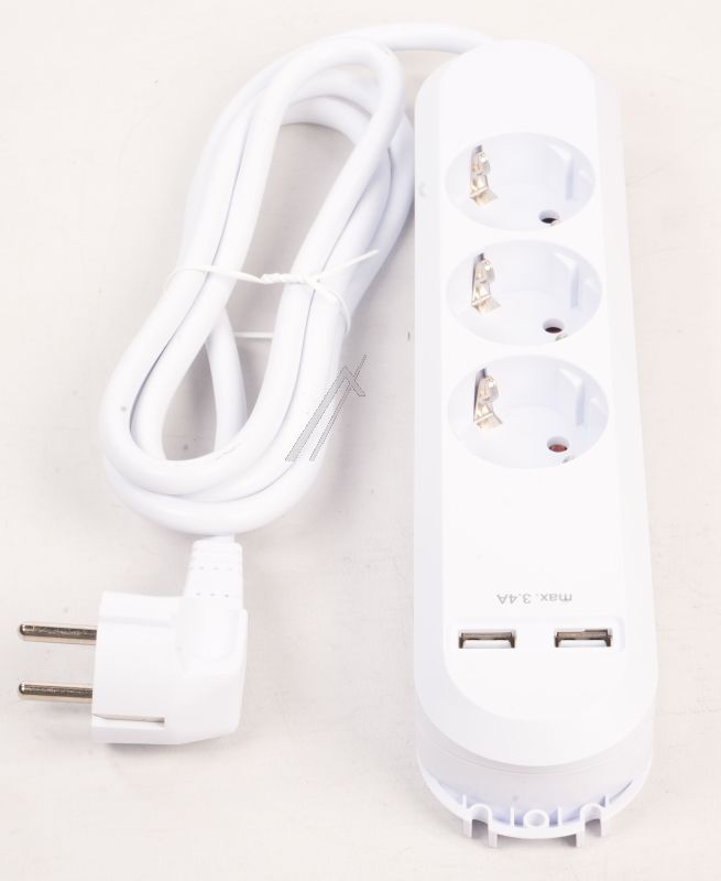 381.801 SMART 3-FACH STECKDOSENLEISTE MIT SCHALTER, 2X USB-A 15W MAX., WEISS