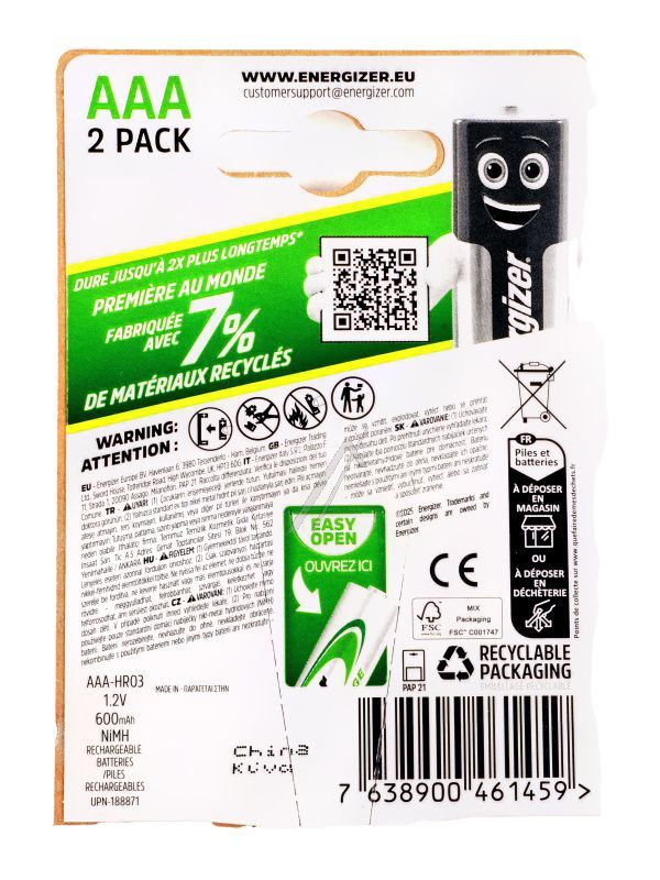 LR03 E304436400 UNIVERSAL, AKKU, NIMH, MICRO (AAA), 600MAH, 2 STÜCK