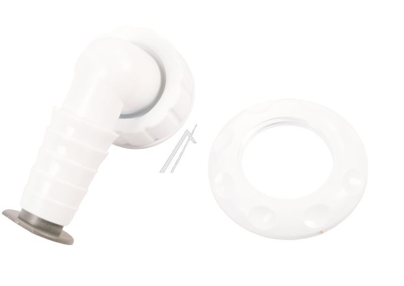 2073 WINKELSCHLAUCHTÜLLE 90° 3/4" MIT ROSETTE WEISS FÜR UNTERPUTZSIPHON