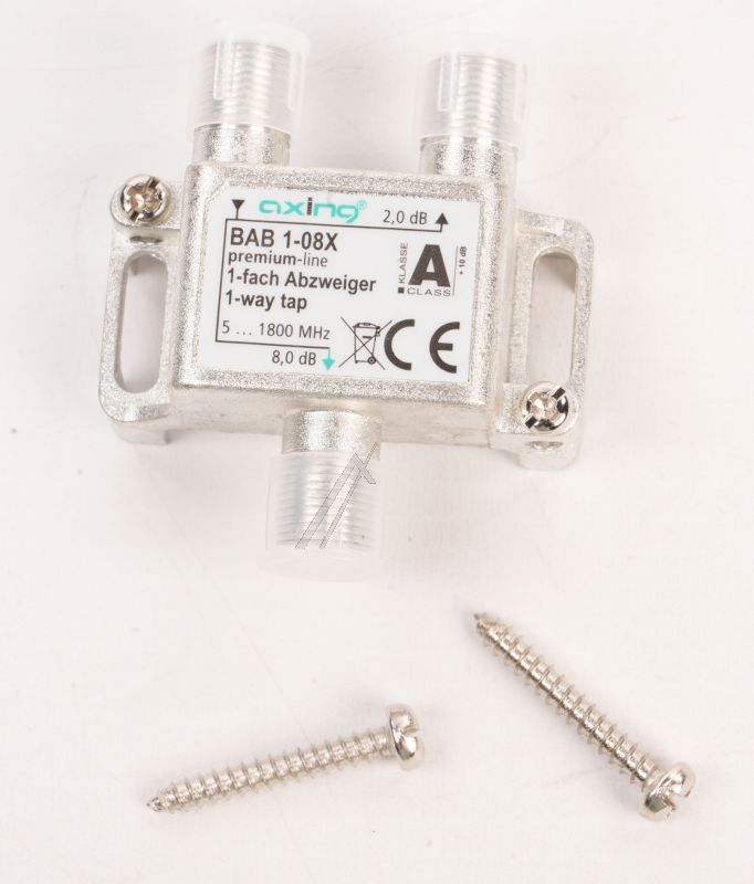 BAB 1-08X BAB00108X 1-FACH ABZWEIGER 8DB 5/1800MHZ BAUFORM 01 GEEIGNET FÜR DOCSIS 3.1 UND 4.0 KLASSE A (+10DB) GEMÄSS EN 50083-2 EIN- UND
