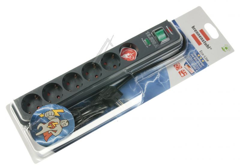 ECO-LINE 13.500A 1159710 ÜBERSPANNUNGSSCHUTZ-STECKDOSENLEISTE 6-FACH ANTHRAZIT 1,5M