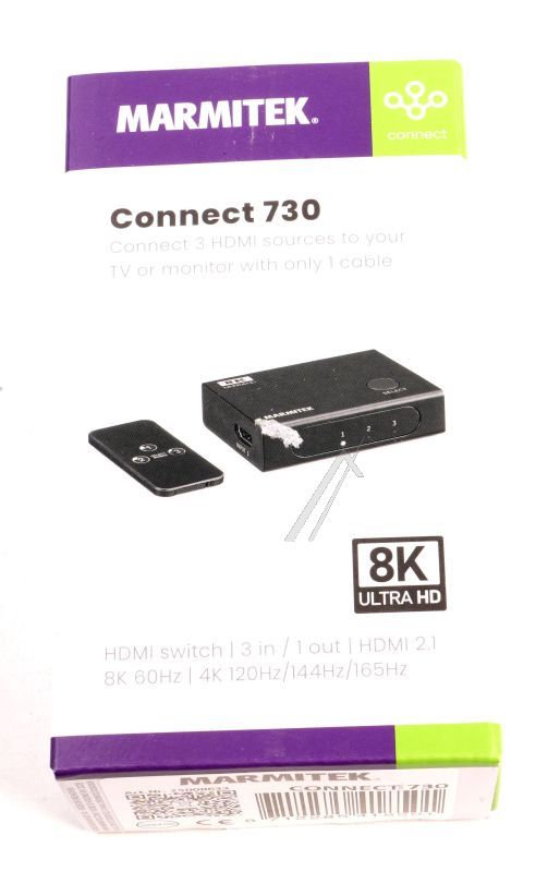 CONNECT 730 25008633 HDMI-UMSCHALTER 3X1 MIT FERNBEDIENUNG, 4K@240HZ, HDMI 2.1, HDCP 2.3