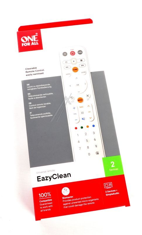 EAZYCLEAN URC9290 FERNBEDIENUNG MIT ABWASCHBARER OBERFLÄCHE, WEISS
