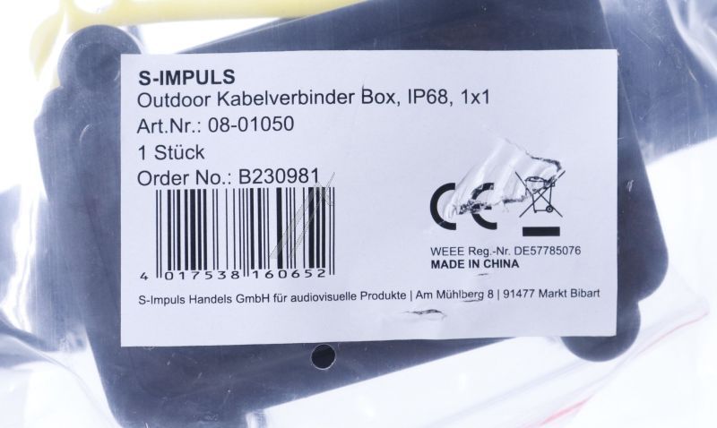OUTDOOR KABELVERBINDERBOX IP68 1X1 SCHWARZ