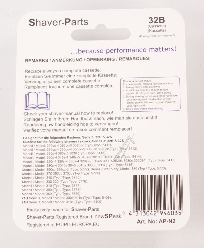 32B SCHERTEILKASSETTE ALTERNATIV FÜR BRAUN 32B