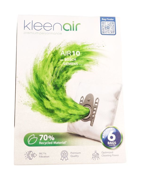 AIR10 KLEENAIR PREMIUM MICROFLIES-STAUBBEUTEL 6 STÜCK 5-LAGIG ALTERNATIV FÜR BOSCH/SIEMENS TYP G ALL